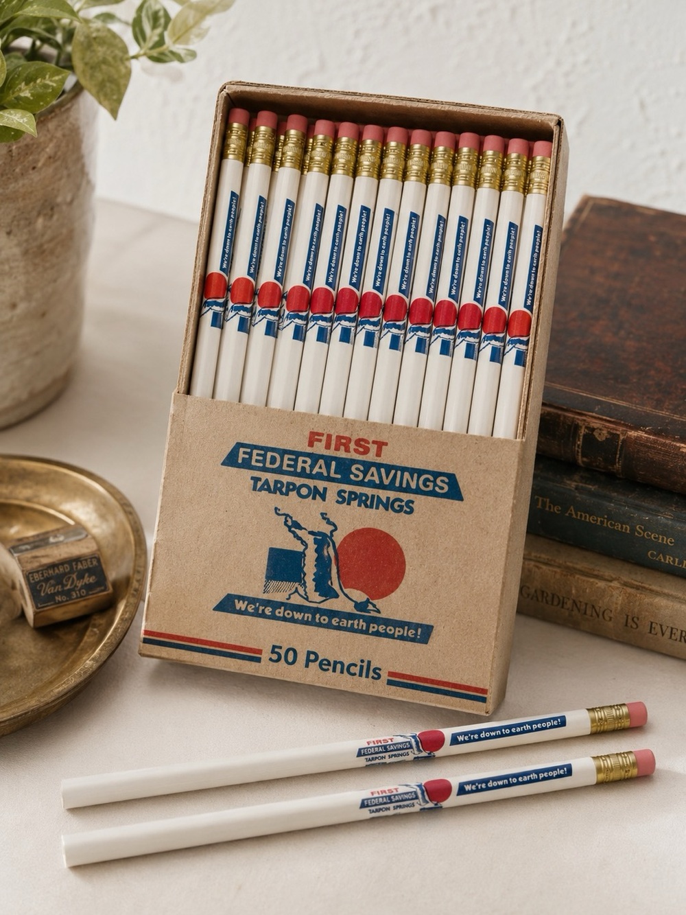 Tarpon Springs FL Vintage First Federal Advertising Pencils Box 50 NOS
